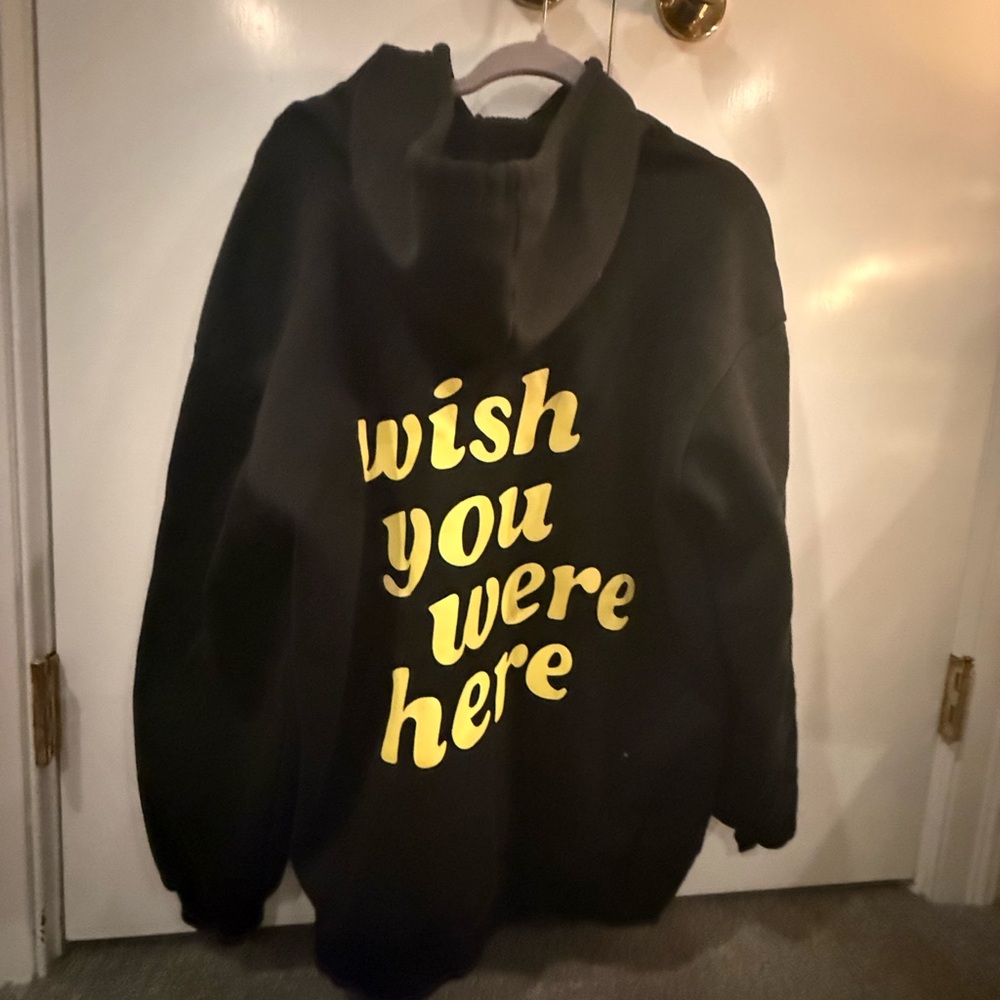 Black and Yellow “wish you were here” Hoodie